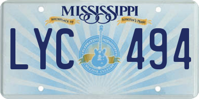 MS license plate LYC494