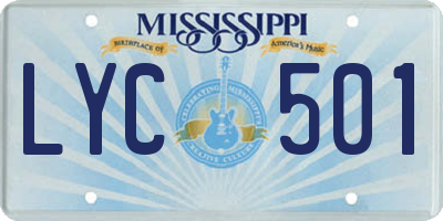 MS license plate LYC501