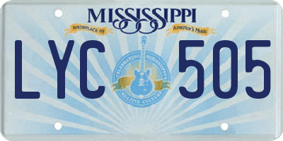 MS license plate LYC505