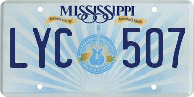 MS license plate LYC507