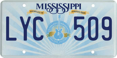 MS license plate LYC509