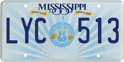 MS license plate LYC513