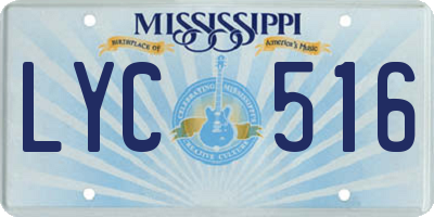 MS license plate LYC516