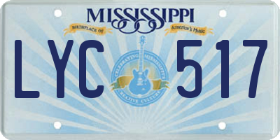 MS license plate LYC517