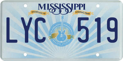 MS license plate LYC519