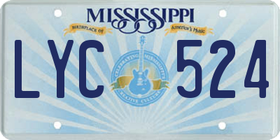 MS license plate LYC524