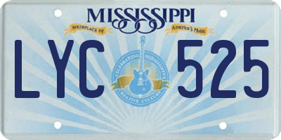 MS license plate LYC525