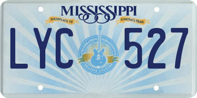 MS license plate LYC527