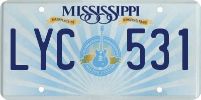 MS license plate LYC531
