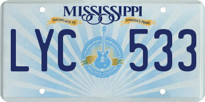 MS license plate LYC533