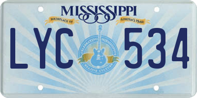 MS license plate LYC534