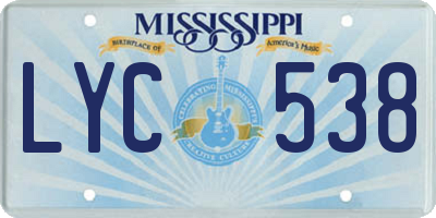 MS license plate LYC538