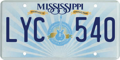 MS license plate LYC540