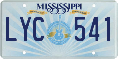 MS license plate LYC541
