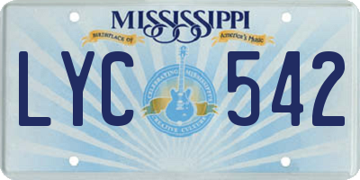 MS license plate LYC542