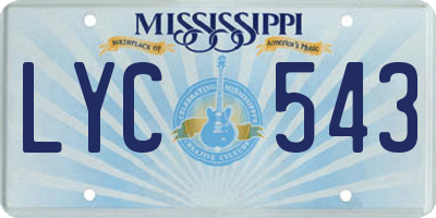 MS license plate LYC543