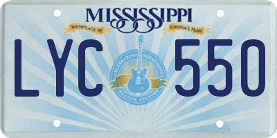 MS license plate LYC550