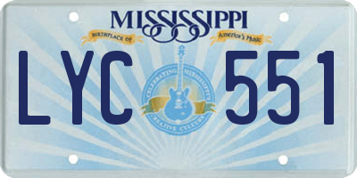 MS license plate LYC551