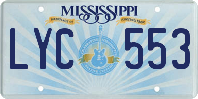 MS license plate LYC553