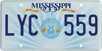 MS license plate LYC559