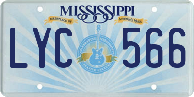 MS license plate LYC566