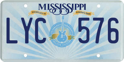 MS license plate LYC576