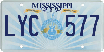 MS license plate LYC577