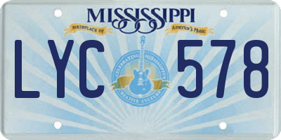 MS license plate LYC578