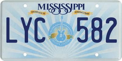MS license plate LYC582