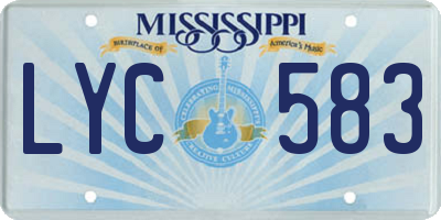 MS license plate LYC583