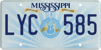 MS license plate LYC585