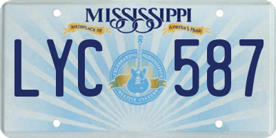 MS license plate LYC587