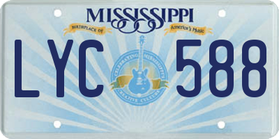 MS license plate LYC588