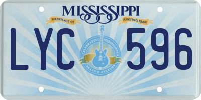 MS license plate LYC596