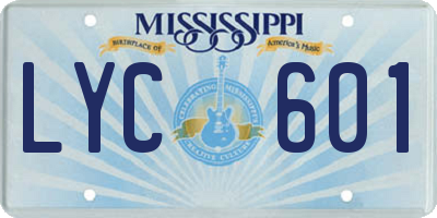 MS license plate LYC601
