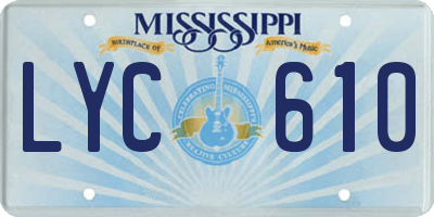 MS license plate LYC610