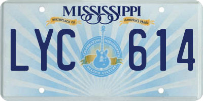 MS license plate LYC614