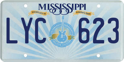 MS license plate LYC623