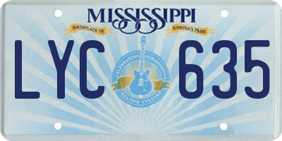 MS license plate LYC635