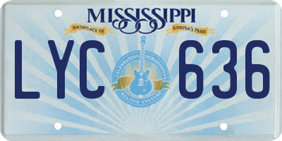 MS license plate LYC636