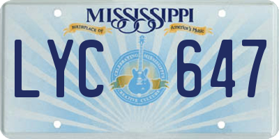 MS license plate LYC647