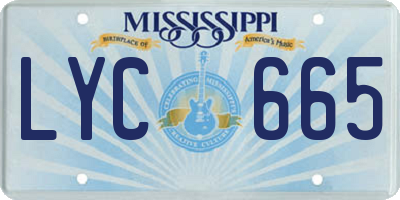 MS license plate LYC665