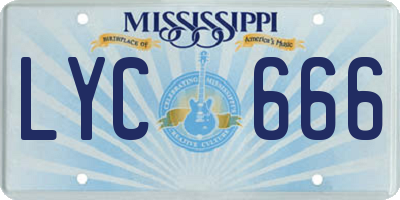 MS license plate LYC666