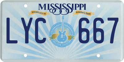 MS license plate LYC667