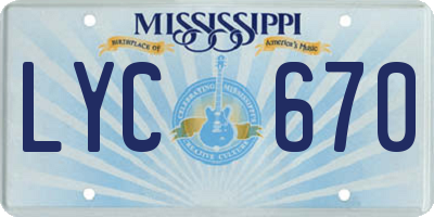 MS license plate LYC670