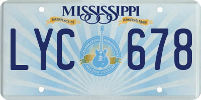 MS license plate LYC678