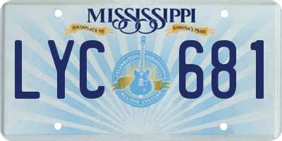 MS license plate LYC681