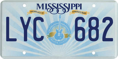 MS license plate LYC682