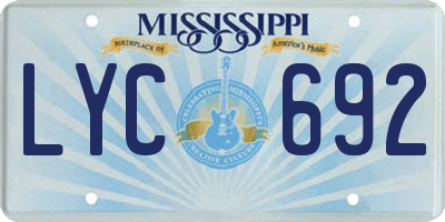 MS license plate LYC692