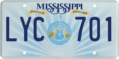 MS license plate LYC701